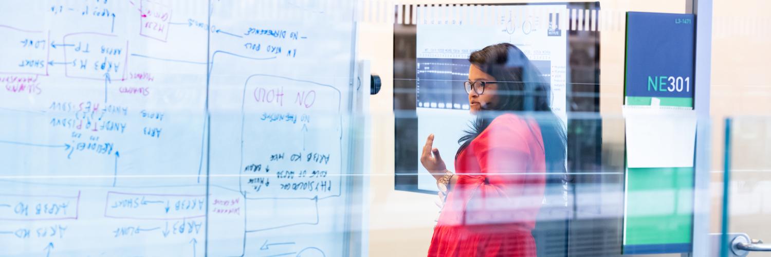 Vidya Chivukula presenting in a lab meeting.