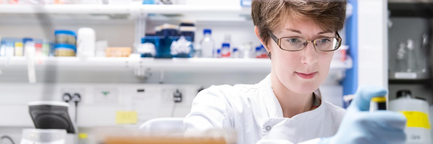A researcher in a lab at the Crick.