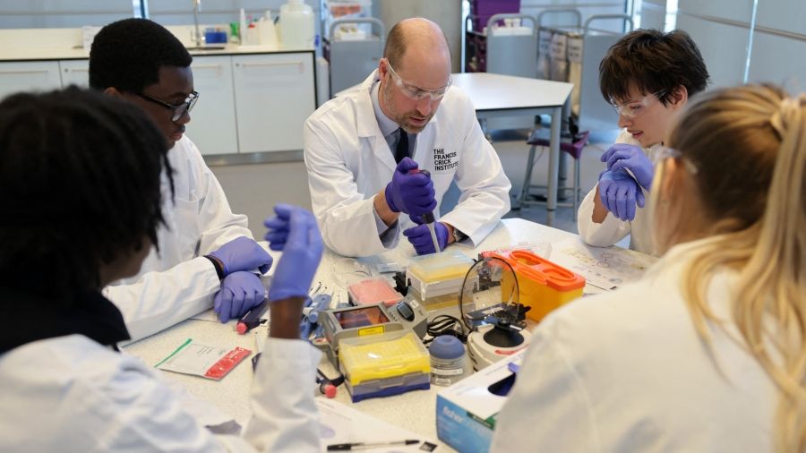 Prince William with A Level students 