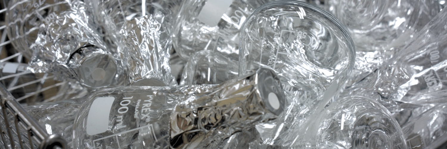 Glassware in the Crick's glasswash facility.